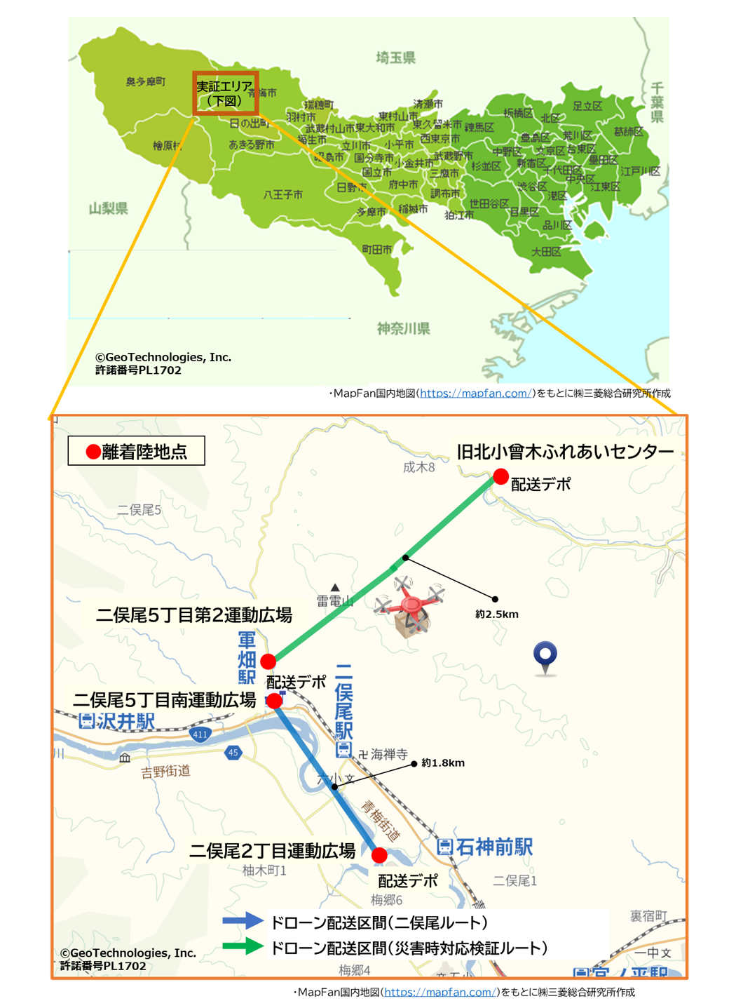 ドローン配送区間